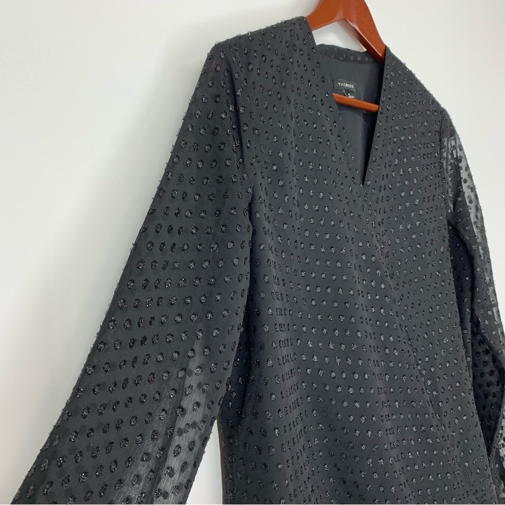 Talbots Solid Black Textured Swiss Dot Sheer Long… - image 3